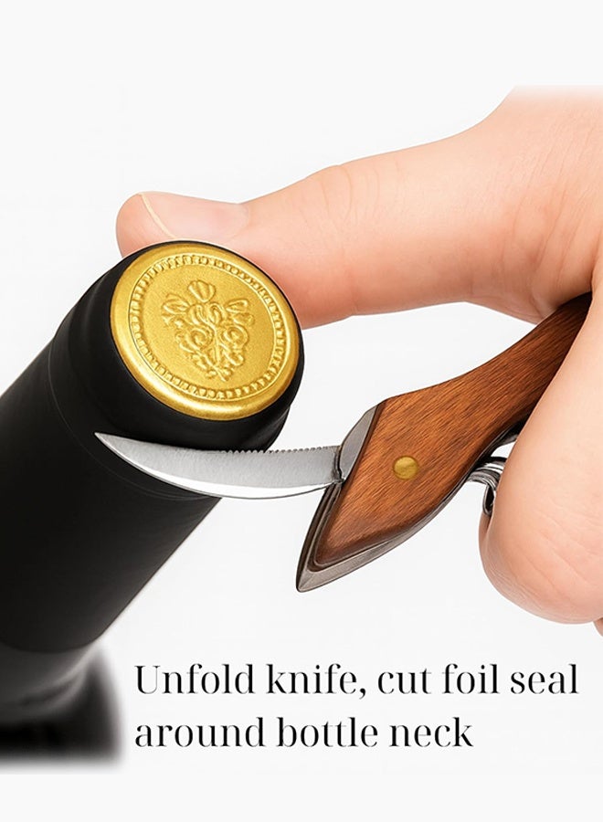 سويت لايف مفتاح فلين يدوي مزود بقاطع رقائق معدنية وفتاحة زجاجات، مناسب للاستخدام المنزلي وللعاملين في مجال تقديم المشروبات - Image 2